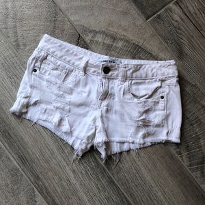 Express White denim shorts